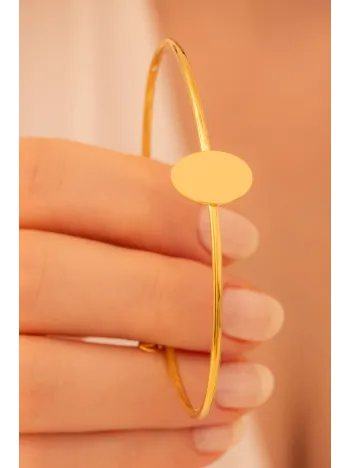 Kadın Gümüş Bileklik - El Yapımı Gümüş Elips Motifli Kadın Bileklik Kelepçe