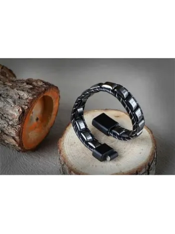 Hematit Doğaltaş Erkek Deri Bileklik