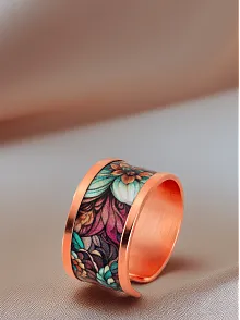 Kadın Bakır Yüzük - Ahri Model Özel Baskı Metal Kutu Ve Doğal Taşlar