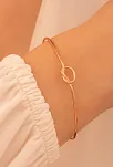 Kadın Gümüş Bileklik - El Yapımı Rose Kaplama Gümüş Aşk Düğümü Model 2 Kadın Bileklik