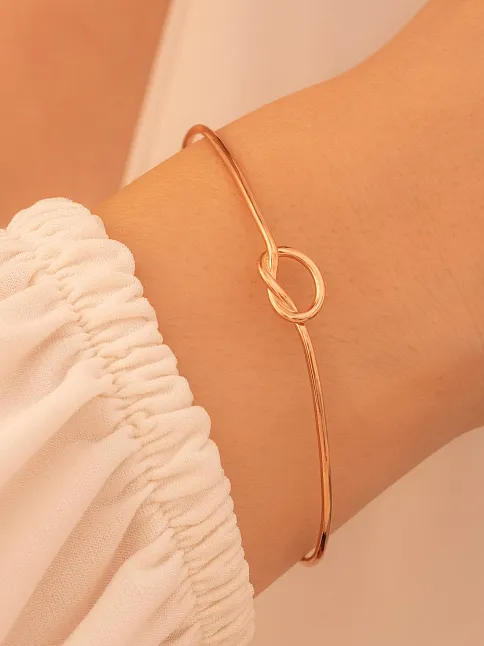 Kadın Gümüş Bileklik - El Yapımı Rose Kaplama Gümüş Aşk Düğümü Model 2 Kadın Bileklik