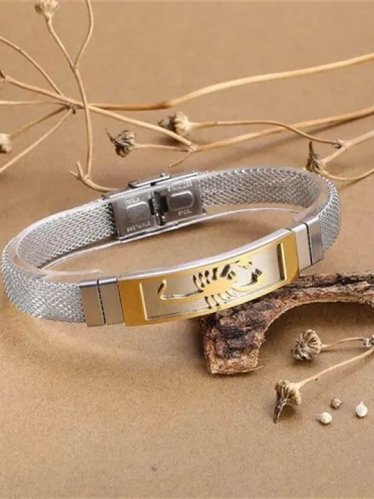 Akrep Motifli Paslanmaz Çelik Erkek Bileklik Hasır Kordonlu Akrep Motifli Paslanmaz Çelik Erkek Bileklik Hasır Kordonlu