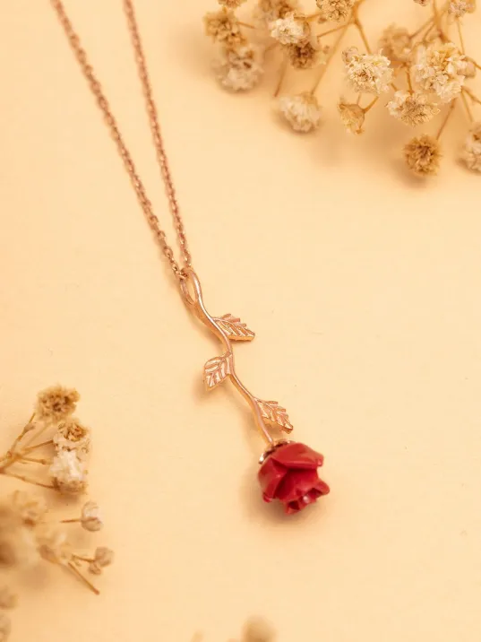 Ters Gül Model 2 Rose Renk Gümüş Kolye Ters Gül Model 2 Rose Renk Gümüş Kolye