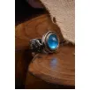 Blue Topaz Aqua Marin Taşlı Kubbe Model Yanı Teşkilat-ı Mahsusa İşlemeli Erkek Gümüş Yüzük Blue Topaz Aqua Marin Taşlı Kubbe Model Yanı Teşkilat-ı Mahsusa İşlemeli Erkek Gümüş Yüzük