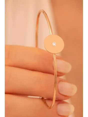 Kadın Gümüş Bileklik - El Yapımı Gümüş Zirkon Taşlı Yuvarlak Motifli Kadın Bileklik