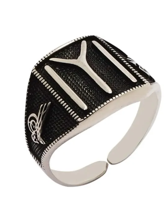 IYI Yazılı Parmak Ölçüsü Gerektirmeyen Gümüş Erkek Yüzük