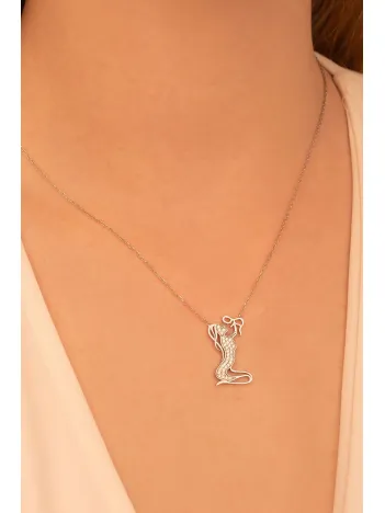 Kadın Gümüş Kolye - Anne Bebek Figürlü Anneler Günü Hediyesi Gümüş Kolye