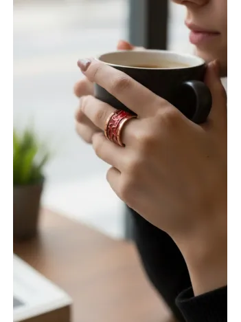 Kadın Bakır Yüzük - Kırmızı Tutkunun Rengi Model Bakır Kadın Yüzük