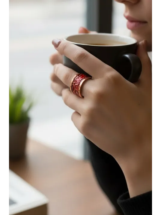 Kadın Bakır Yüzük - Kırmızı Tutkunun Rengi Model Bakır Kadın Yüzük
