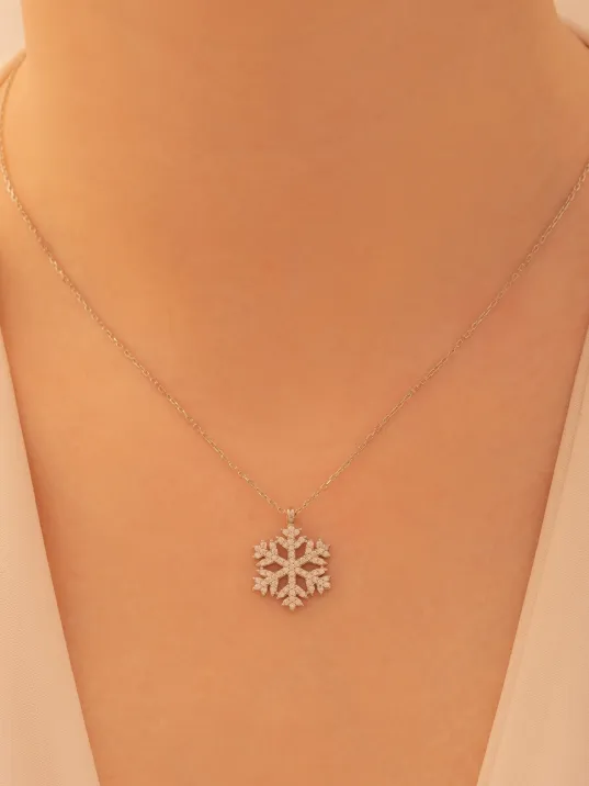 Kar Tanesi Bayan Gümüş Kolye