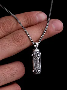 Erkek Gümüş Cevşen Kolye Zincir Otantik Tasarım