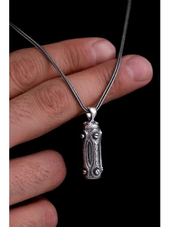 Erkek Gümüş Cevşen Kolye Zincir Otantik Tasarım