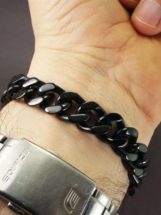 OttoMan Kalın Siyah Grek Motifli Erkek Çelik Bileklik OttoMan Kalın Siyah Grek Motifli Erkek Çelik Bileklik