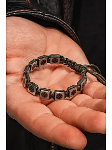 Erkek Kadın Doğal Taş Bileklik - Hematit Doğal Taşlı Makrome Gemi Dümeni Model Unisex Bileklik