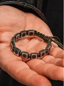 Erkek Kadın Doğal Taş Bileklik - Hematit Doğal Taşlı Makrome Gemi Dümeni Model Unisex Bileklik