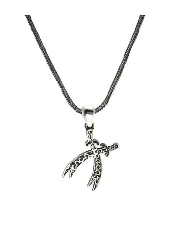 Çift Zülfikarlı Gümüş Erkek Kolye Zincir Küçük Boy