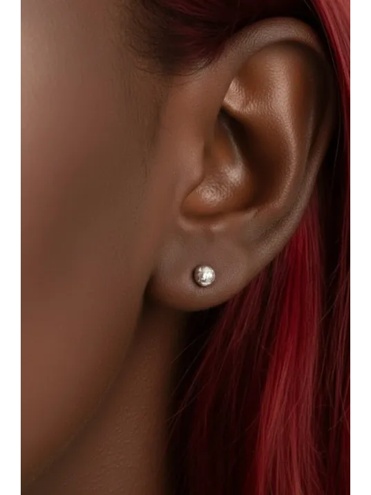 Kadın Gümüş Küpe - 4 mm 925 Ayar Gümüş Top Küpe