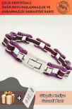 Bisiklet Motosiklet Zinciri Erkek Bayan Çelik Bileklik Mor Bordo