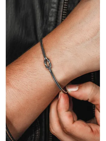 Erkek Gümüş Bileklik - El Yapımı Gümüş Aşk Düğümü Erkek Bileklik Kelepçe