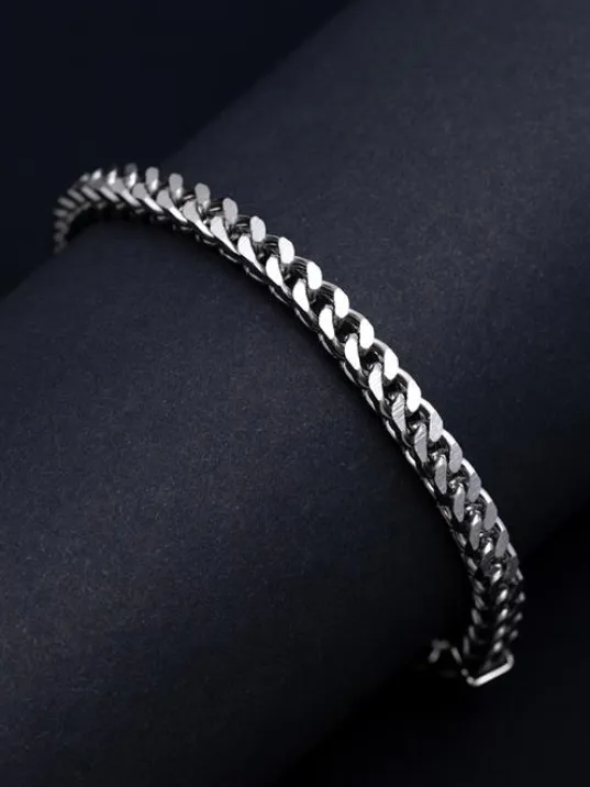 erkek Çelik Bileklik - Kare Kesim Model Erkek Paslanmaz Çelik Bileklik