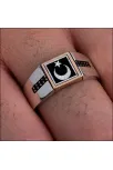 Erkek Gümüş Yüzük - Ay Yıldız Türk Bayrağı Siyah Zirkon Taşlı Erkek Yüzüğü Erkek Gümüş Yüzük - Ay Yıldız Türk Bayrağı Siyah Zirkon Taşlı Erkek Yüzüğü