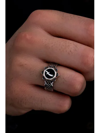 Erkek Gümüş Yüzük - Zülfikar Kılıcı İnce Kibar Gümüş Yüzük