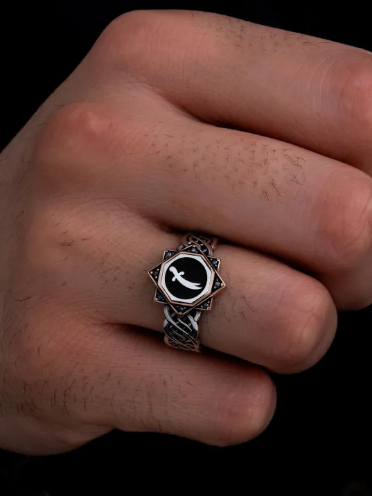 Erkek Gümüş Yüzük - Zülfikar Kılıcı İnce Kibar Gümüş Yüzük