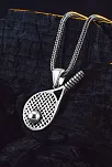 925 Ayar Gümüş Tenis Raketi Kolye Tenis Topu Detaylı Spor Temalı Erkek Kolye