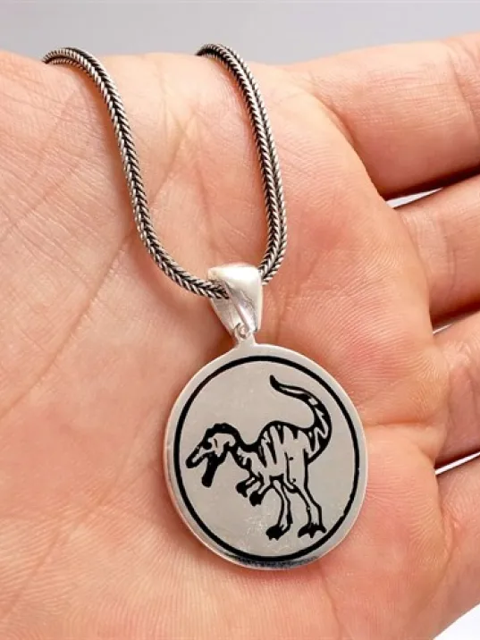 Dinozor Erkek Gümüş Kolye Zincir