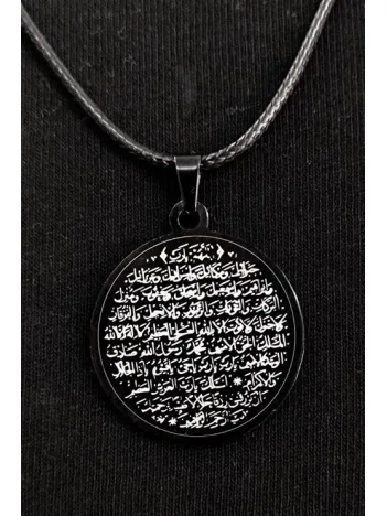 Bereket Duası Karınca Duası Bayan Erkek Siyah Çelik Kolye Deri CKLKARINCA1-SYH