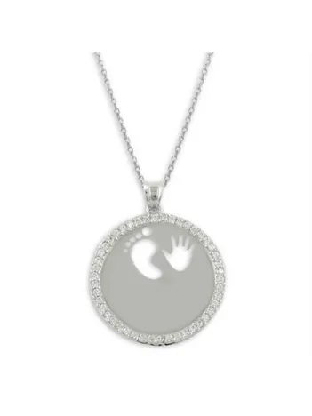 Çocuğunuzun İsmini Yazdırabileceğiniz El Ve Ayak Figürlü Bayan Gümüş Kolye