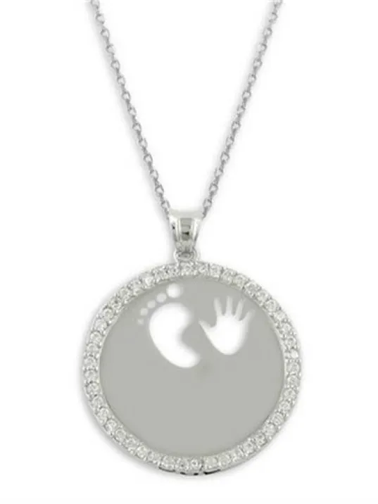 Çocuğunuzun İsmini Yazdırabileceğiniz El Ve Ayak Figürlü Bayan Gümüş Kolye