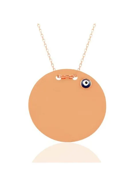 İsim Yazılabilen Nazar Boncuklu 3 Renkli Bayan Gümüş Kolye