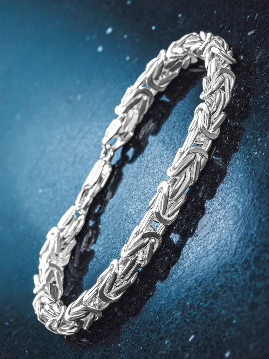 Erkek Gümüş Bileklik - 6mm Beyaz Kare Kral Parlak Model Erkek Künye Erkek Gümüş Bileklik - 6mm Beyaz Kare Kral Parlak Model Erkek Künye