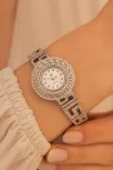 Kadın Gümüş Saat - Gelin Saati - Zirkon Taşlı 925 Ayar Gümüş Kadın Saat Grek Desenli Kadın Gümüş Saat - Gelin Saati - Zirkon Taşlı 925 Ayar Gümüş Kadın Saat Grek Desenli