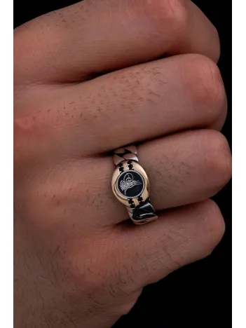 Erkek Gümüş Yüzük - Osmanlı Tuğrası İnce Kibar Erkek Yüzüğü