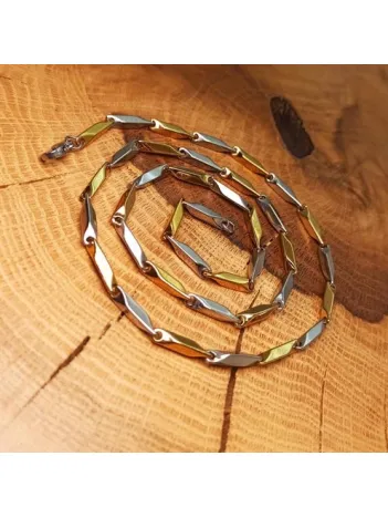 Çelik Erkek Kolye Zincir Beyaz Sarı İnce Kibar Model