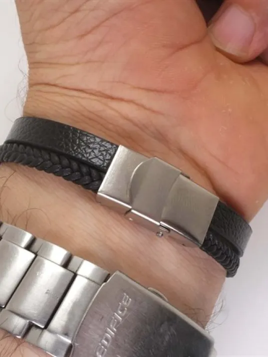 Atatürk İmzalı Erkek Çelik Deri Bileklik Beyaz Model Atatürk İmzalı Erkek Çelik Deri Bileklik Beyaz Model