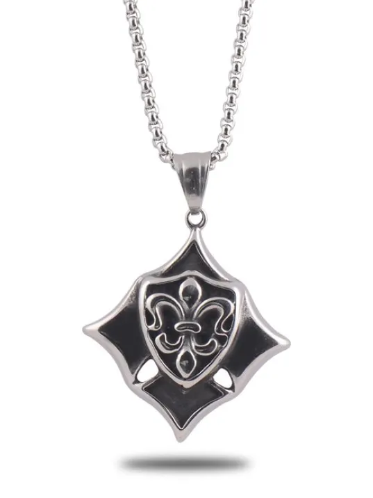 OttoMan Barok Kalkan Erkek Çelik Zincir Kolye CKLBAROCKAL-GMS