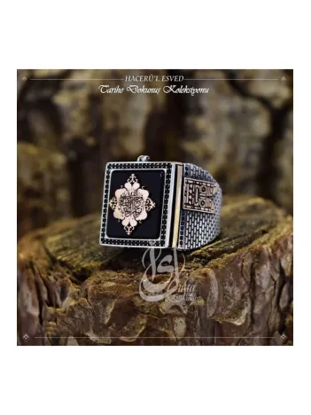 Islam Usta Tasarımı Hacer'ül Esved Gümüş Erkek Yüzük