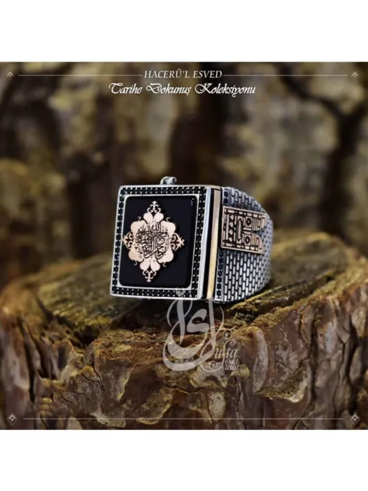Islam Usta Tasarımı Hacer'ül Esved Gümüş Erkek Yüzük