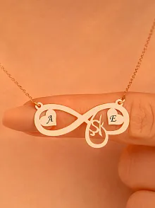 Kişiye Özel Isimli Ve Kalpli Sonsuzluk Gümüş Kolye