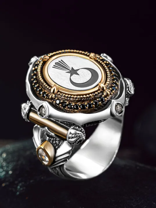 Erkek Gümüş Yüzük - Ay Yıldız İşlemeli Zirkon Taşlı 925 Ayar Erkek Yüzük Erkek Gümüş Yüzük - Ay Yıldız İşlemeli Zirkon Taşlı 925 Ayar Erkek Yüzük