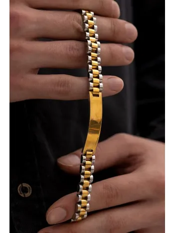 Erkek Çelik Bileklik - İsim Yazılan Lüks Bukle Model Çelik Bileklik Künye