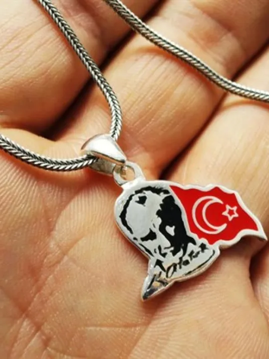 Atatürk Ve Ay Yıldız’lı Gümüş Erkek Kolye Zincir