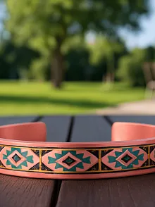 Kadın Bakır Bileklik - Liva Model Özel Baskı Metal Kutu Ve Kuvars Taşı
