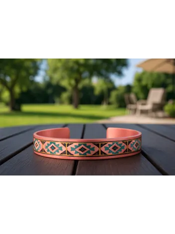 Kadın Bakır Bileklik - Liva Model Özel Baskı Metal Kutu Ve Kuvars Taşı