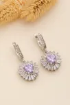 Kadın Gümüş Küpe - Kalp Model Ametist Taşlı Baget Süslemeli Rodyumlu Kadın Küpe Kadın Gümüş Küpe - Kalp Model Ametist Taşlı Baget Süslemeli Rodyumlu Kadın Küpe