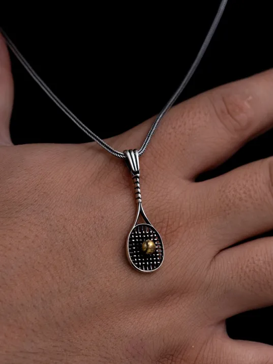 Erkek Gümüş Kolye - Tenis Raketi Motifli Gümüş Kolye