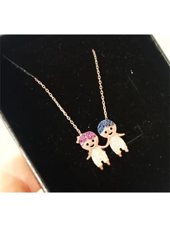 Kadın Gümüş Kız Erkek Çocuk Kolye